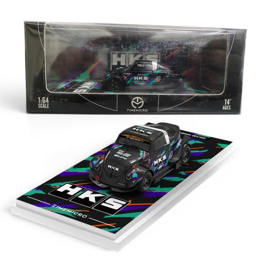 Time Micro Volkswagen Beetle HKS Regular Edition 1:64 Scale Diecast Model Car | Premium Metal Collector Car | Display Base & Acrylic Case Included | Limited Edition | 14+
