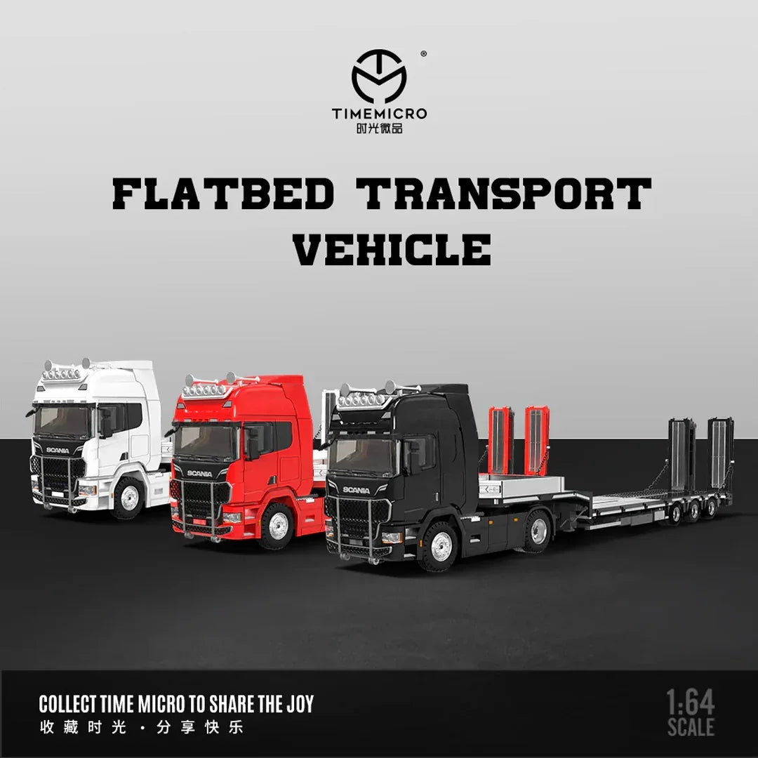 TimeMicro スカニア FLATBED TRANSPOR 平床式輸送車 Time Micro 1:64 Scania Flatbed Transport Vehicle Diecast Model