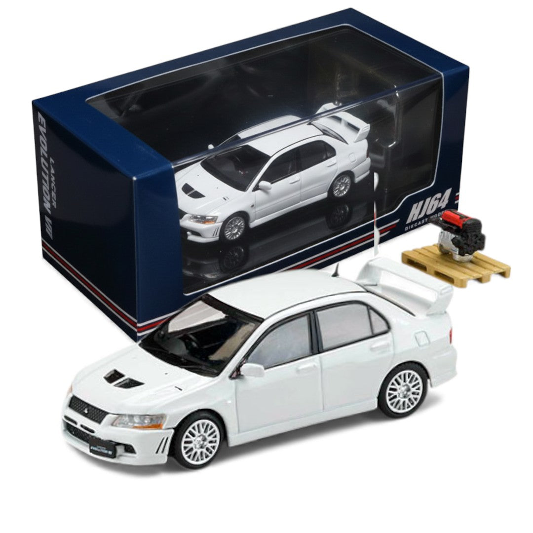 HJ64 1:64 Hobby Japan MITSUBISHI LANCER GSR EVOLUTION 7 With Engine White HJ641054W