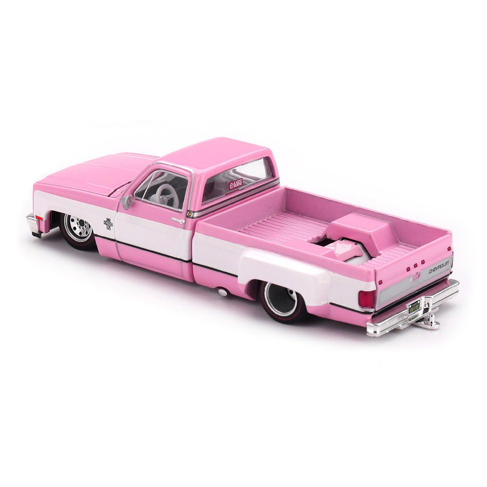 Kaido House x MINI GT 1:64 Chevrolet Silverado Dually Vintage Spec V2 Pink Die-Cast Pickup Truck