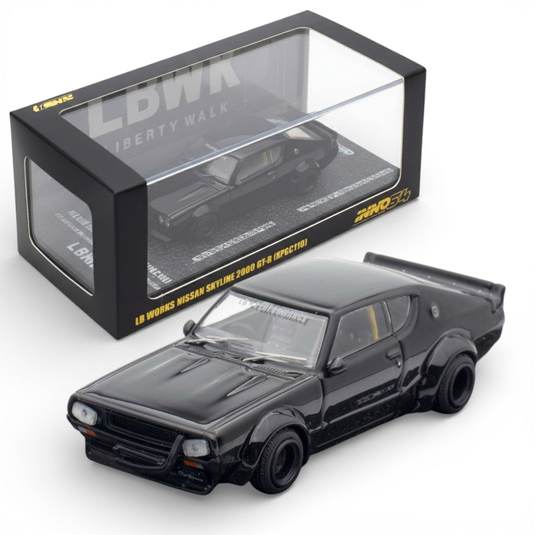 INNO64 1:64 Nissan Skyline 2000 GT-R (KPGC110) “Kenmeri” Black Diecast Model Car