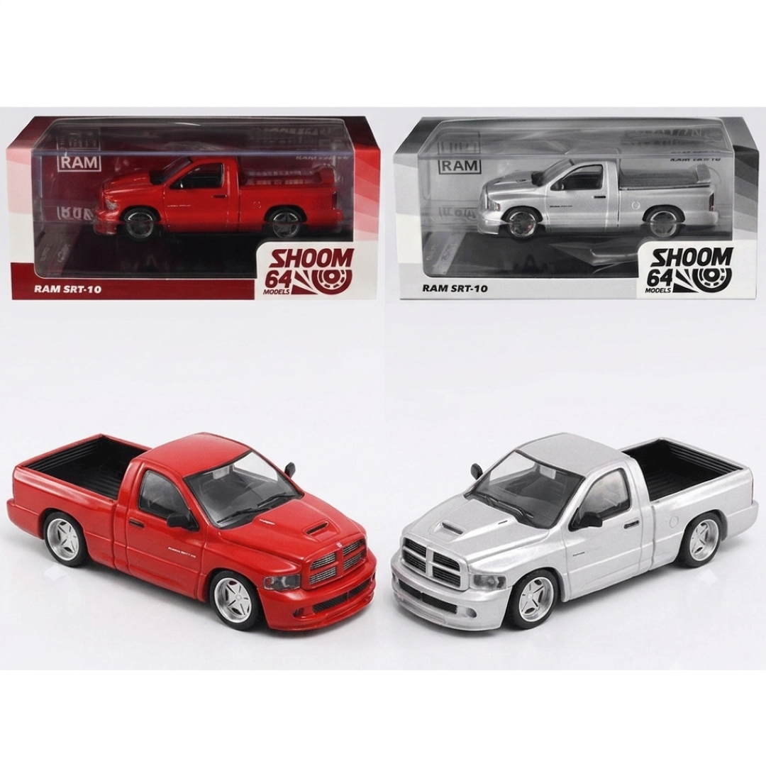 GCD Shoom64 Models 1:64 Dodge Ram SRT-10 Pickup Truck Diecast Model Car | Red & Silver Colour Variants
