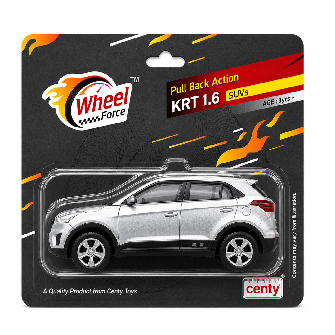 Centy Wheel Force KRT 1.6 Pull Back Action SUV Die-Cast Toy Car for Kids | Friction Powered Mini SUV | Assorted Colours | BGX