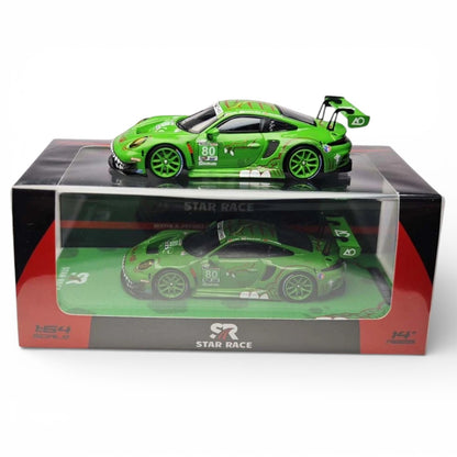 STAR RACE 1:64 Porsche 911 GT3 RS Diecast Car Model – Green T-Rex Racing Livery | Premium Collector Edition