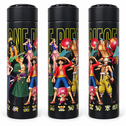 One Piece Anime 500ml Stainless Steel Vacuum Flask with LED Temperature Display & Tea Strainer – Hot & Cold Thermos Bottle