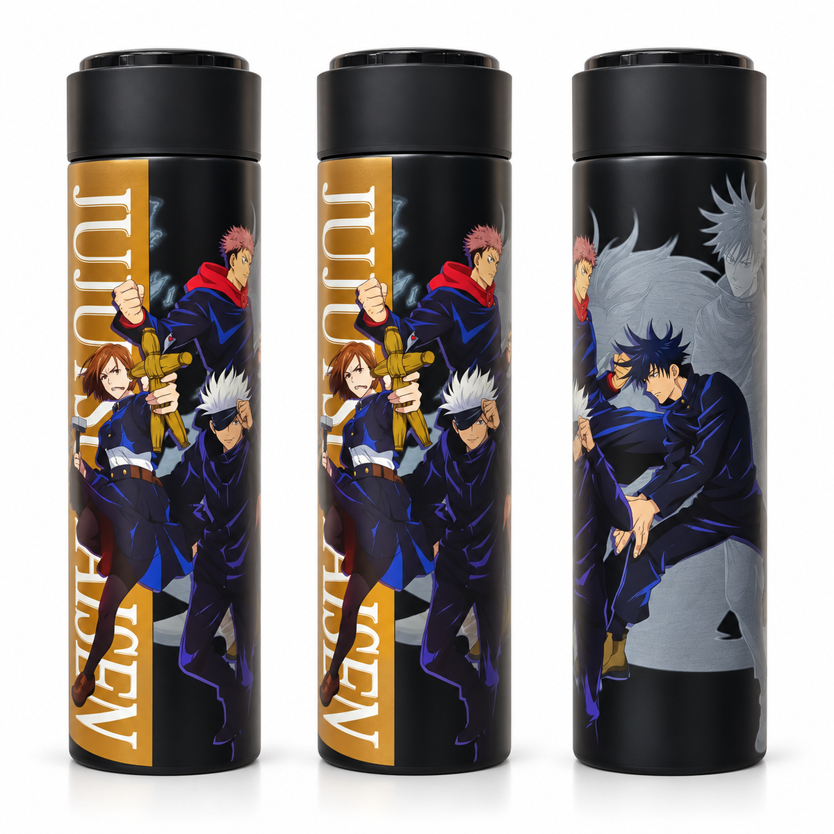 Jujutsu Kaisen 500ml Stainless Steel Vacuum Flask with LED Temperature Display & Tea Strainer – Anime Hot & Cold Bottle