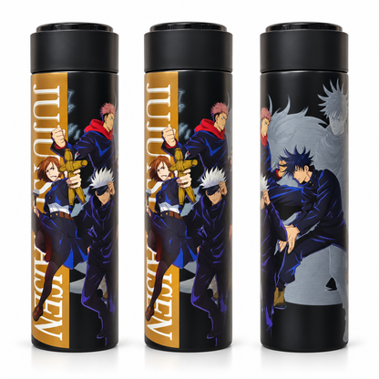 Jujutsu Kaisen 500ml Stainless Steel Vacuum Flask with LED Temperature Display & Tea Strainer – Anime Hot & Cold Bottle