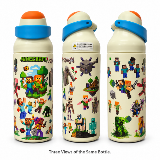 Minecraft Steve & Alex 710ml Insulated Water Bottle with Straw