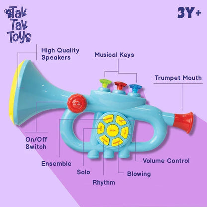 Nubo Tiny Tunes Trumpet Musical Toy for Kids – Blow & Play Musical Instrument with Colorful Keys | Early Learning Music Toy for Toddlers