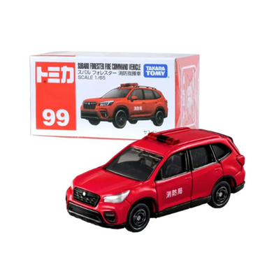 Tomica 99 SUBARU FORESTER FIRE COMMAND VEHICLE- TAKARA TOMY -Diecast Scale Model Car - 1/65