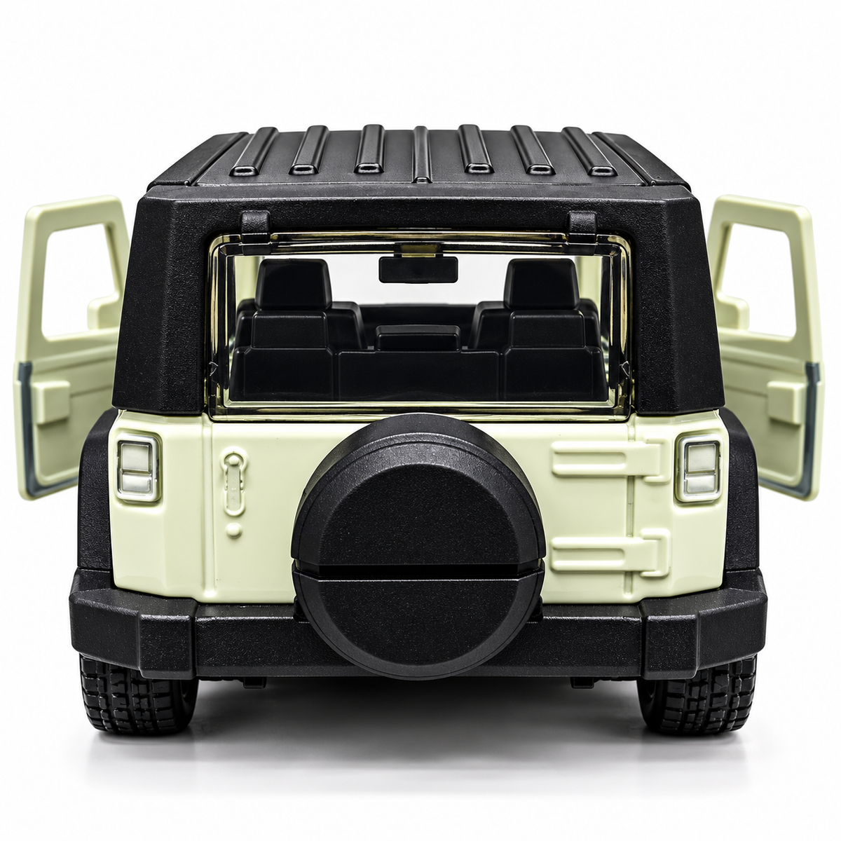 Road Burner Metal Racers 1:39 Scale Die-Cast Off-Road Jeep SUV Toy Car (White & Black) with Pull Back Action, Openable Doors, Metal Body – Toy Vehicle for Kids Ages 3+