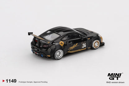 Mini GT 1:64 Toyota GR86 Liberty Walk LBWK #24 Black Gold Diecast Model Car – MGT01149