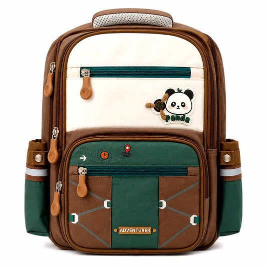 Panda Adventurer Kids School Backpack 16 Inch (40 cm) | Ergonomic Travel & School Bag with Chest Strap