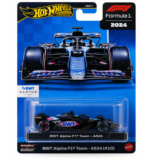 Hot Wheels Premium Formula 1 2024 BWT Alpine F1 Team A524 #10 | 1:64 Die-Cast Formula One Race Car | Metal/Metal with Real Riders