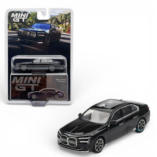 Mini GT 1:64 BMW i7 xDrive60 Black Sapphire | Luxury Electric Sedan Diecast (Blister Pack)