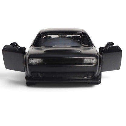 RMZ City Dodge Challenger SRT Demon 1:32 Scale Die-Cast Model Car – Matte Black American Muscle Car Collectible with Opening Doors, Pull-Back Action