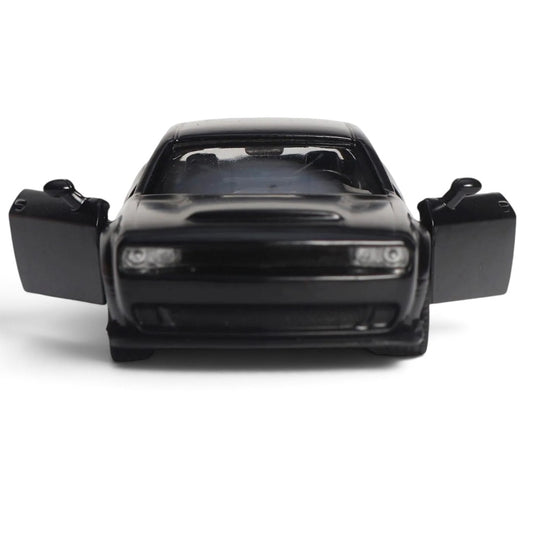 RMZ City Dodge Challenger SRT Demon 1:32 Scale Die-Cast Model Car – Matte Black American Muscle Car Collectible with Opening Doors, Pull-Back Action