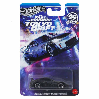 Hot Wheels Silver Series 1:64 Fast & Furious Tokyo Drift Nissan 350Z Custom Diecast Car | 25 Years Anniversary Collection