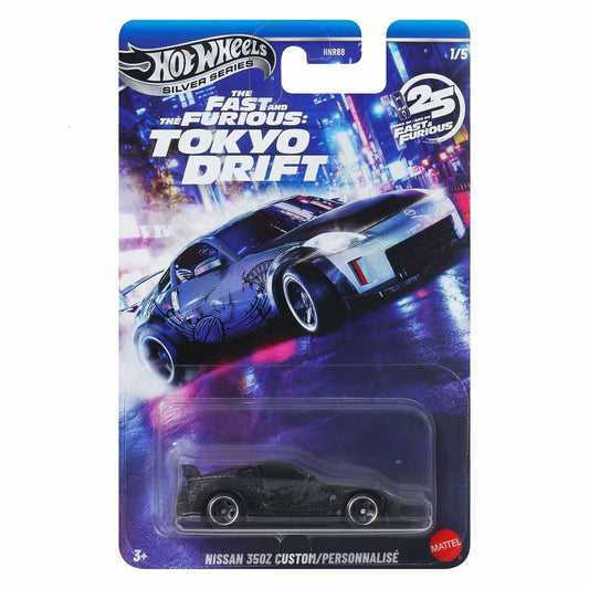 Hot Wheels Silver Series 1:64 Fast & Furious Tokyo Drift Nissan 350Z Custom Diecast Car | 25 Years Anniversary Collection