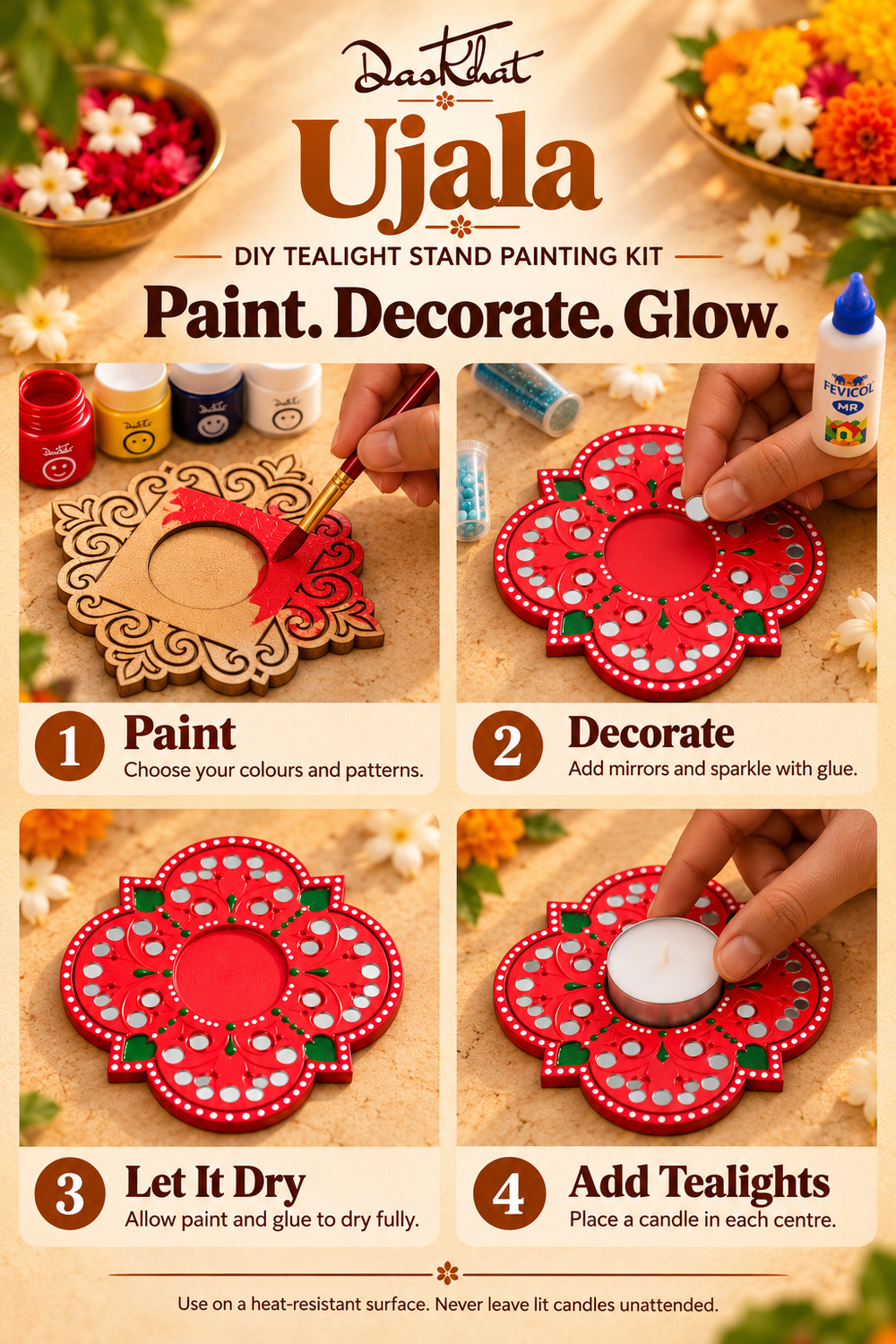 How to use Ujala tealight stand painting kit