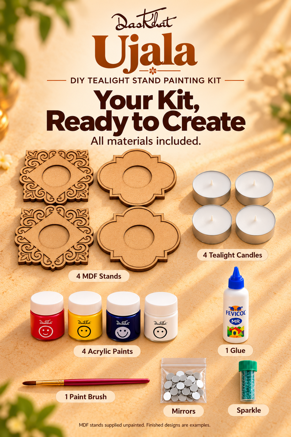 Ujala tealight stand kit contents