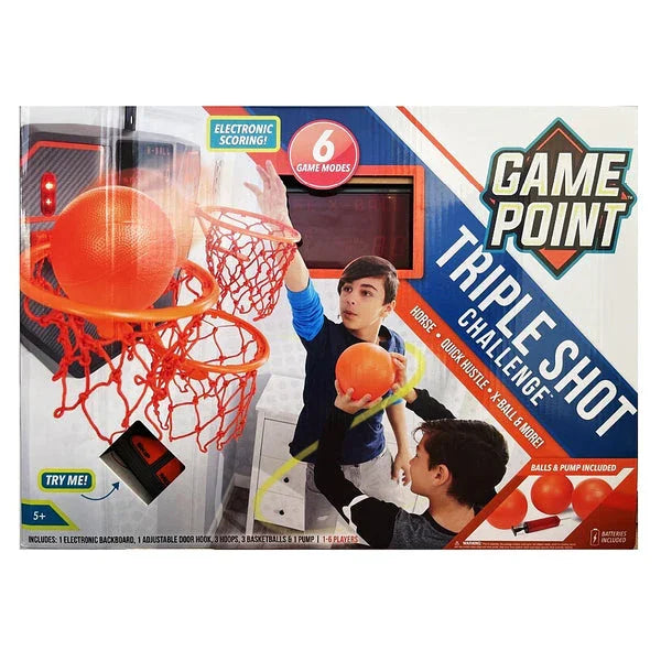 Game Point Triple Shot Challenge Indoor Basketball Play Set - Jaiman Toys