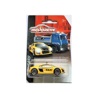 Majorette City Cars: Yellow Audi R8 Coupe Taxi - 1:64 Scale Diecast Model - Jaiman Toys