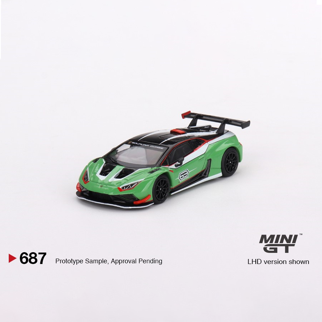 Mini GT Lamborghini Huracan GT3 EVO2 Presentation in Green Limited Edition Die-Cast Model