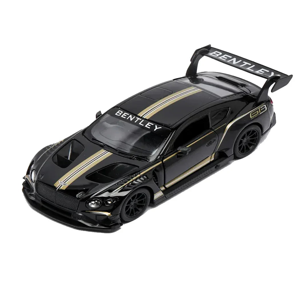 KiNSMART 2018 Bentley Continental GT3 – 1:38 Scale Die-Cast Model Car – Pullback Action Collectible - Black - Jaiman Toys