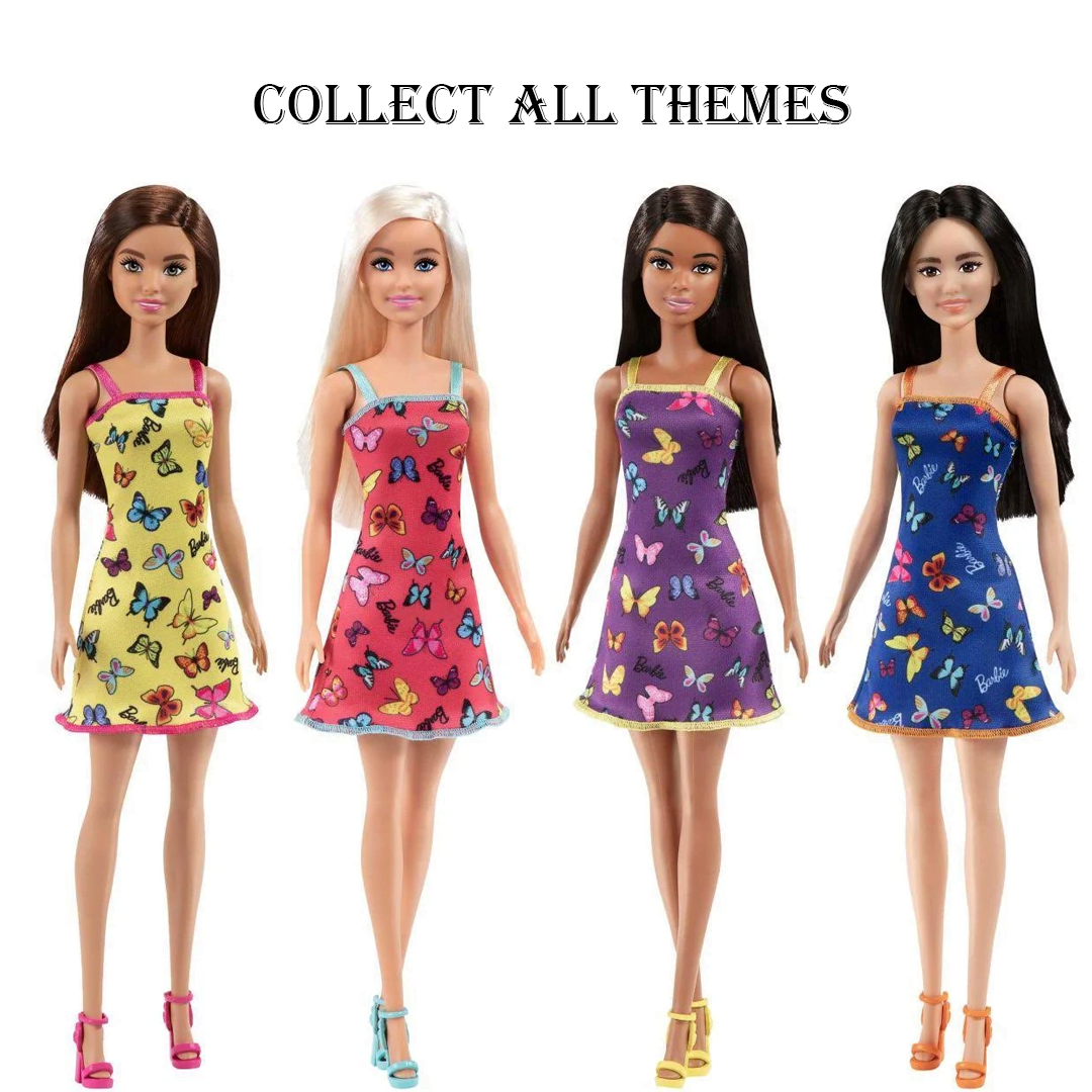 "Barbie Butterfly Dream: Colorful Logo Print Dress &amp; Strappy Heels - Perfect Gift for Ages 3 &amp; Up"