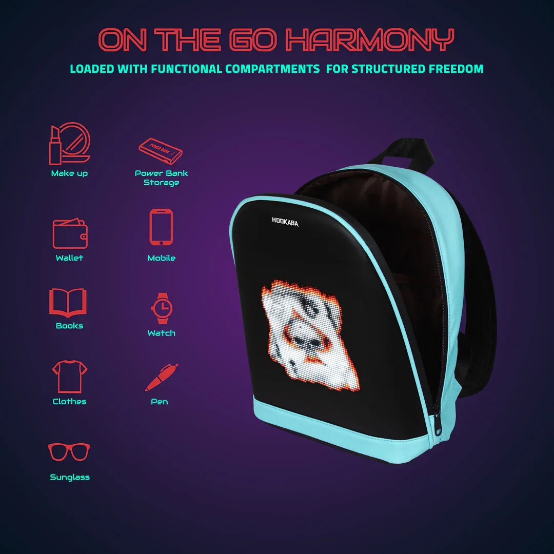 Hookaba Bold Bling Bag – LED Light-Up Fashion Backpack | Hard Shell | Waterproof | Statement Style - Black - Jaiman Toys