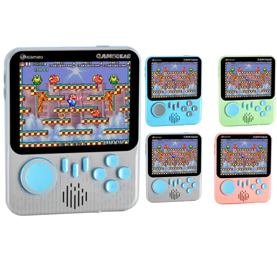 Sameo Gamegear Handheld Video Game Console, Retro Mini Game with 666 Classic Retro Game TV Compatible for Kids, Rechargeable 8 Bit Classic (Dolphin Grey)