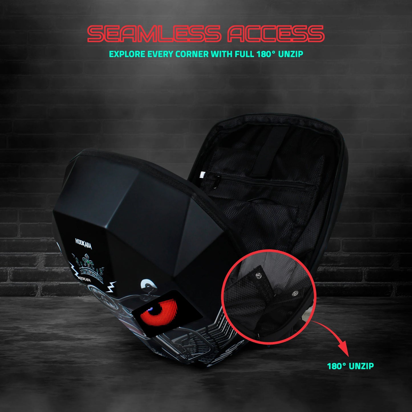 Hookaba Eye Rover Adventure LED Backpack – Hard Shell | Waterproof | 15.6” Laptop | 31L | Black - Jaiman Toys