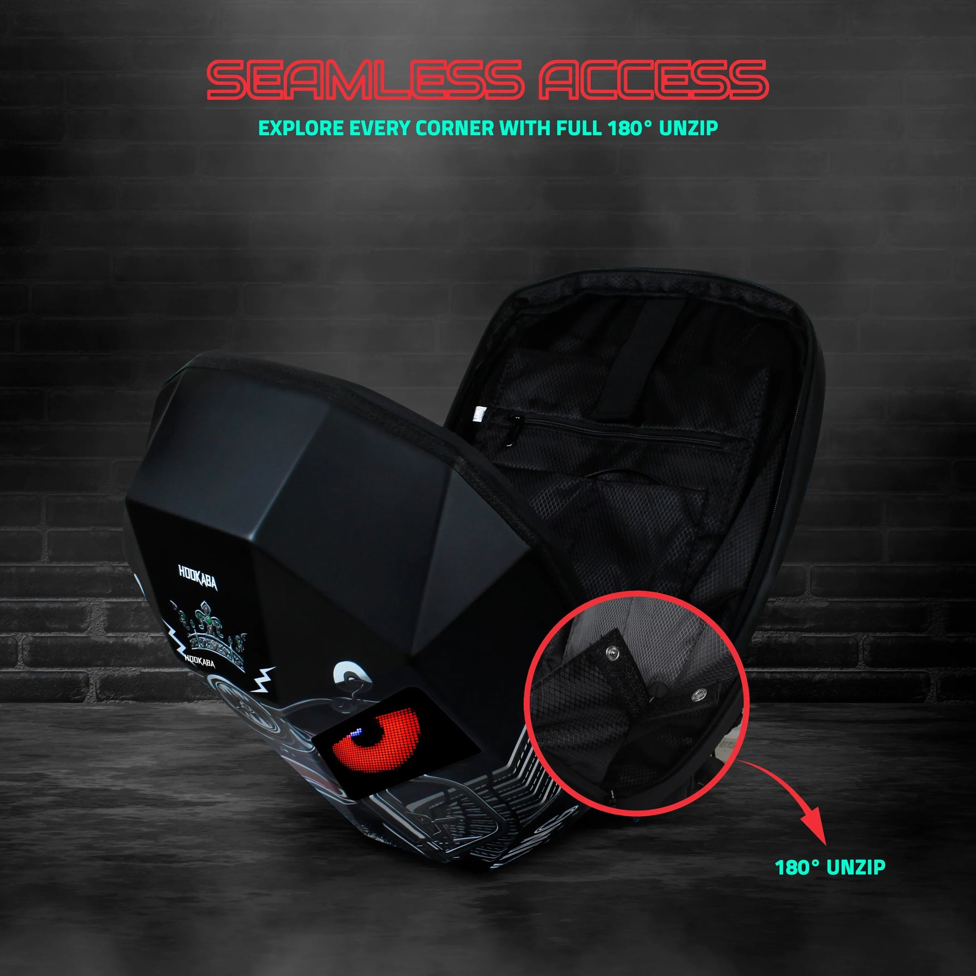 Hookaba Eye Rover Adventure LED Backpack – Hard Shell | Waterproof | 15.6” Laptop | 31L | Black - Jaiman Toys