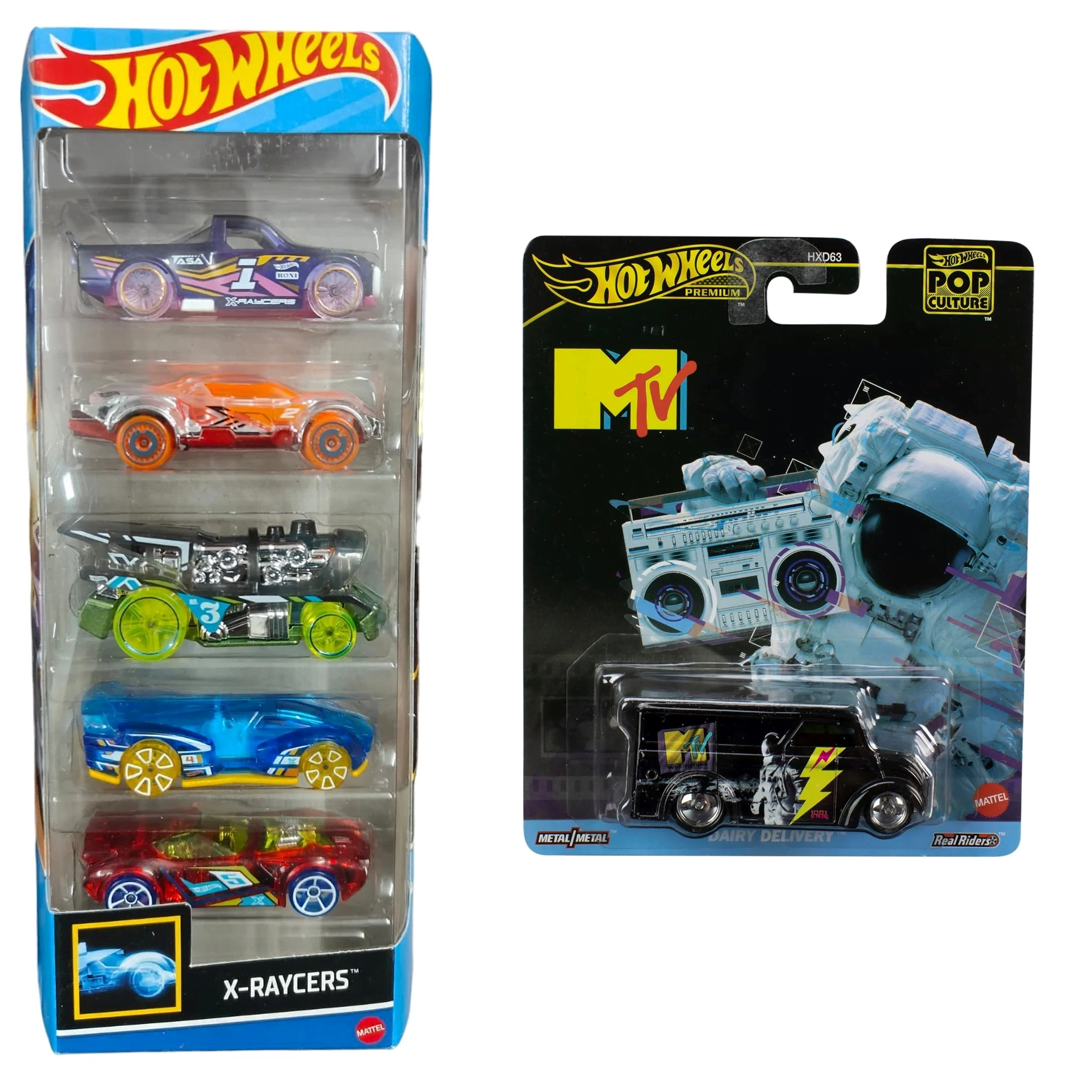 peed into Action: Hot Wheels 2024 X-Racers Pack Gift Set with Dairy Delivery Pop Culture Car