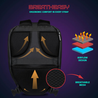 Hookaba Eye Rover Adventure LED Backpack – Hard Shell | Waterproof | 15.6” Laptop | 31L | Black - Jaiman Toys