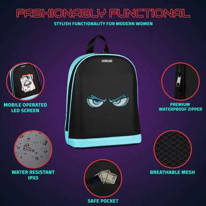 Hookaba Bold Bling Bag – LED Light-Up Fashion Backpack | Hard Shell | Waterproof | Statement Style - Black - Jaiman Toys