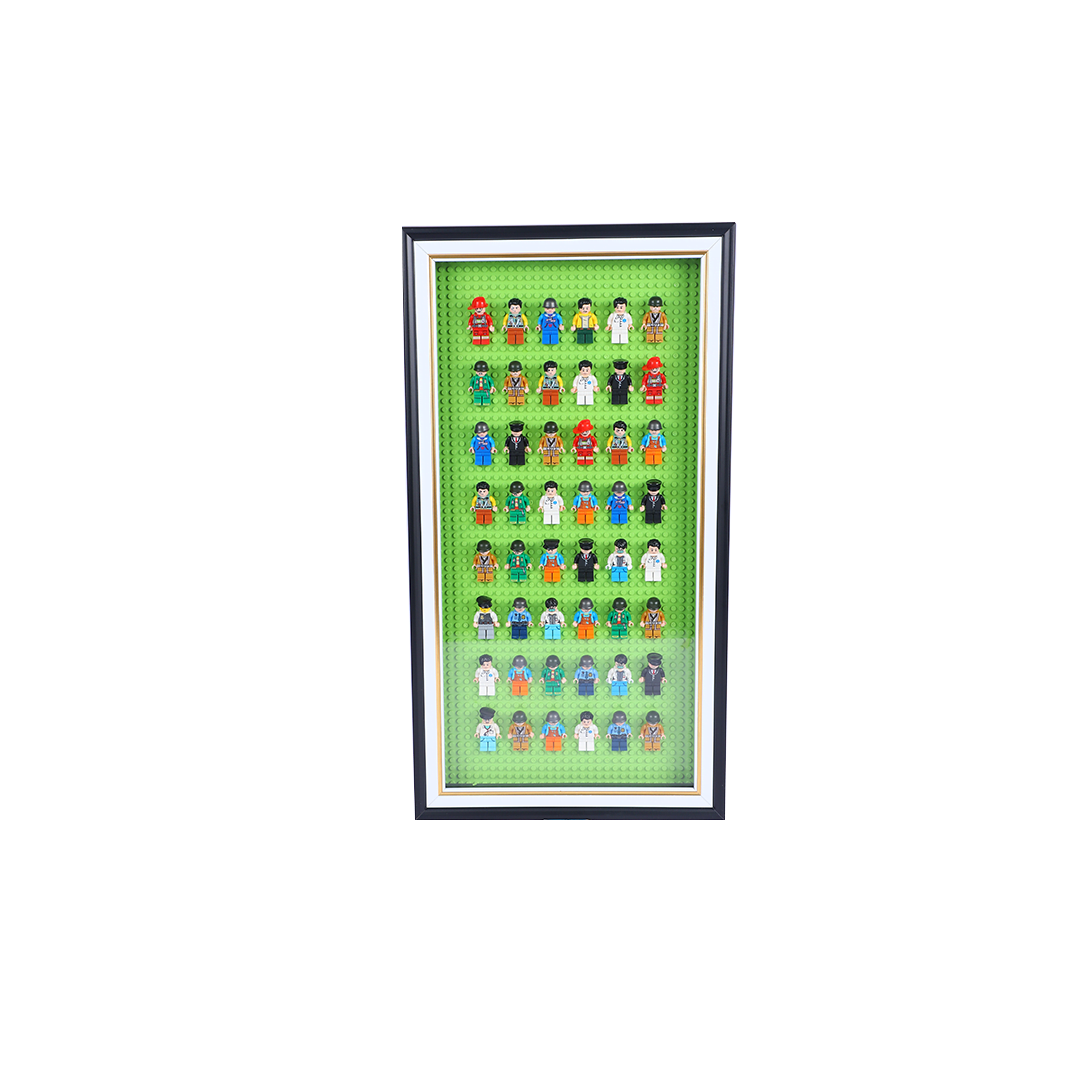 Building Memories:  48 Mini Figure yellow base plate Decorative Wall Frame