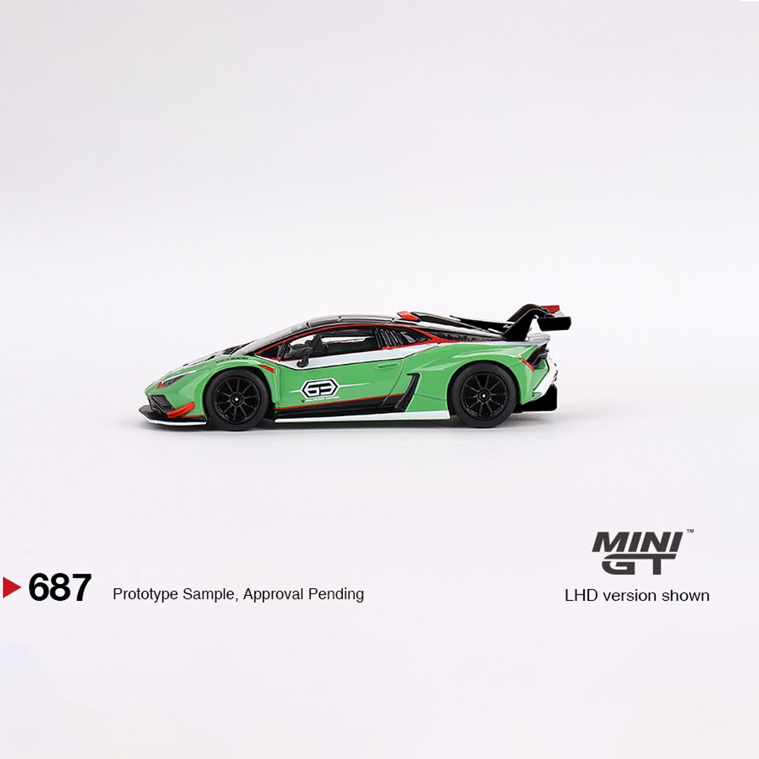 Mini GT Lamborghini Huracan GT3 EVO2 Presentation in Green Limited Edition Die-Cast Model