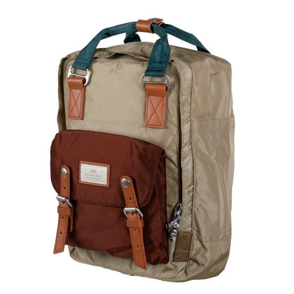 Doughnut Macaroon Glossy Backpack – Beige x Maroon (D010GB-1199-F) | 16L Water-Resistant Urban Bag - Jaiman Toys