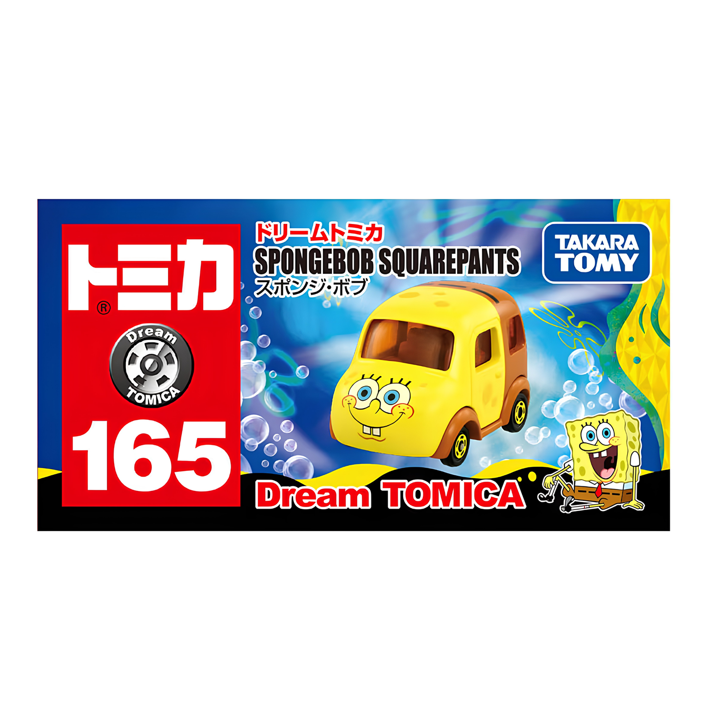 Takara Tomy Dream Tomica No.165 SpongeBob SquarePants Character Car – Official SpongeBob Themed Mini Die-Cast Toy Vehicle, Collectible Model Car for Kids & Fans