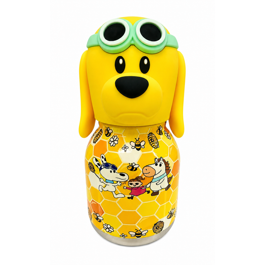 Afresh 200ml Vacuum Cup Stainless Steel Water Bottle – Yellow Kids Water Bottle with Cute Character Design, Insulated Drinking Cup for School, Travel & Everyday Use