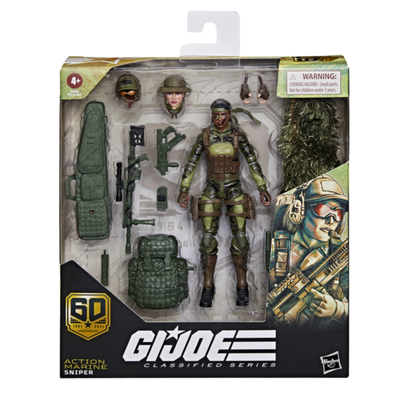 Hasbro G.I. Joe Classified Series Action Marine Sniper 6-Inch Action Figure with Ghillie Suit, Weapons, Accessories & Display Stand | Collectible Military Toy for Kids & Adult Collectors