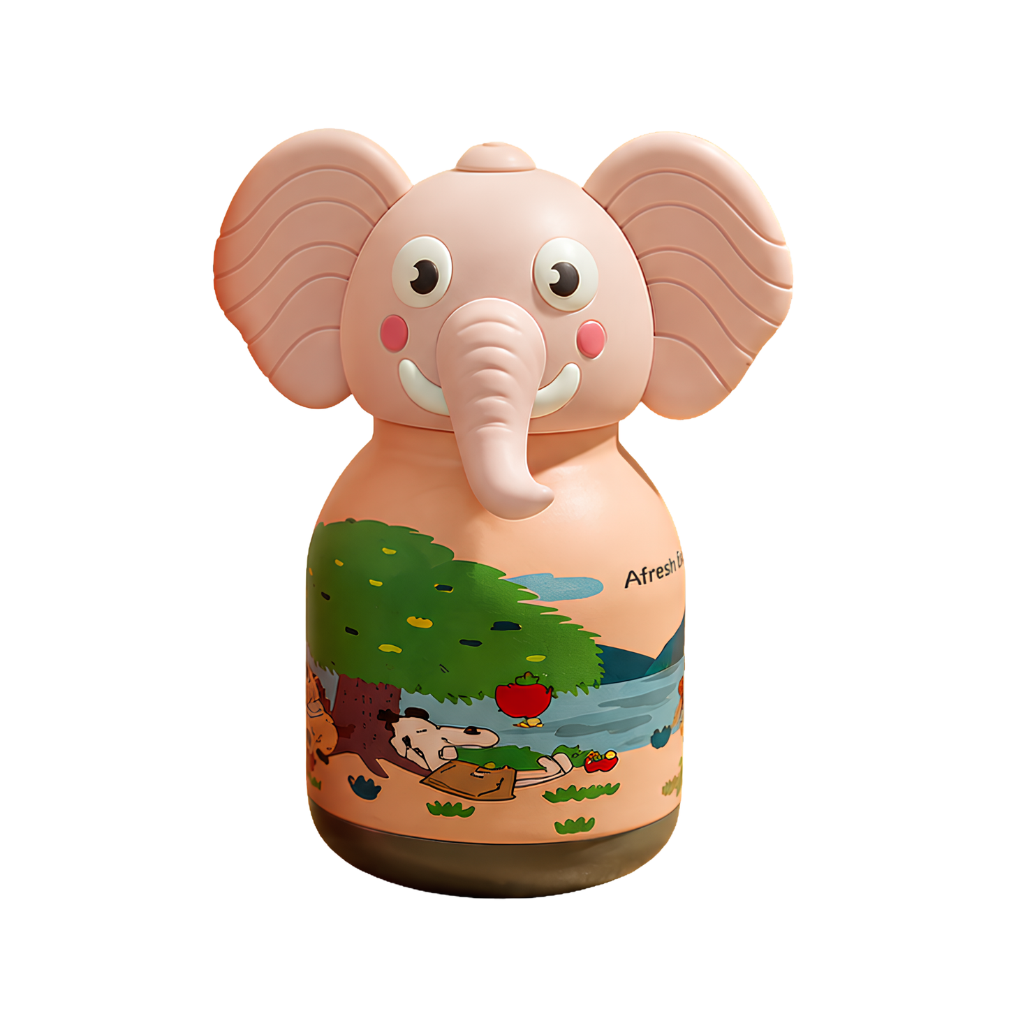 Afresh365 200ml Kids Water Bottle – Vacuum Insulated Stainless Steel Water Bottle with Straw, Cute Elephant Character Drinking Bottle for Boys & Girls, Hot & Cold Water Bottle for School, Travel, Picnic & Everyday Use