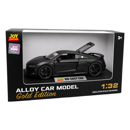 Joy Junction Alloy Car Model Gold Edition 1:32 Scale Die-Cast Toy Car | Pull Back Action, Openable Doors, LED Lights & Sound | Black Audi Sports Car Model | Collectible Toy Car for Kids & Car Enthusiasts