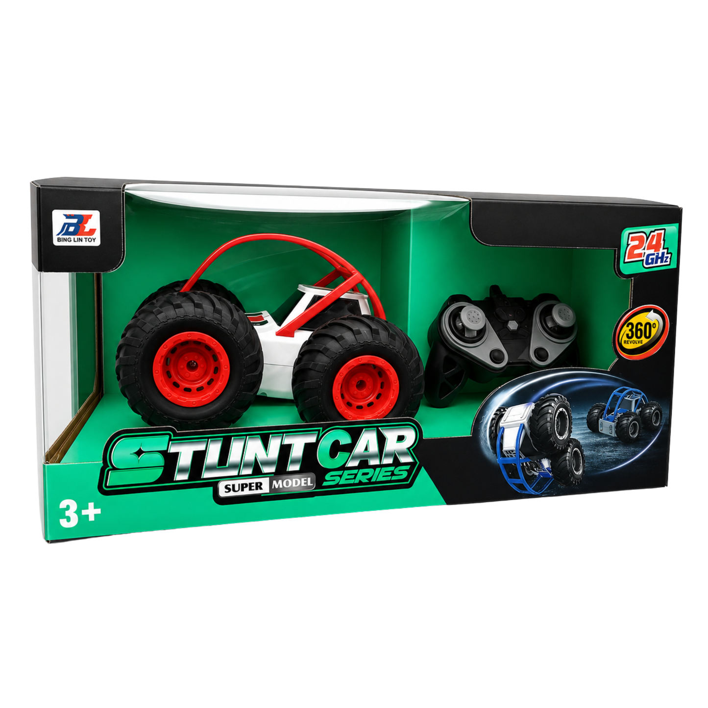 Bing Lin Toy RC Stunt Car Super Model Series | 2.4GHz Remote Control Racing Car with 360° Spin & Revolving Stunt Function | Rechargeable Battery Powered Radio Controlled Toy Vehicle for Kids