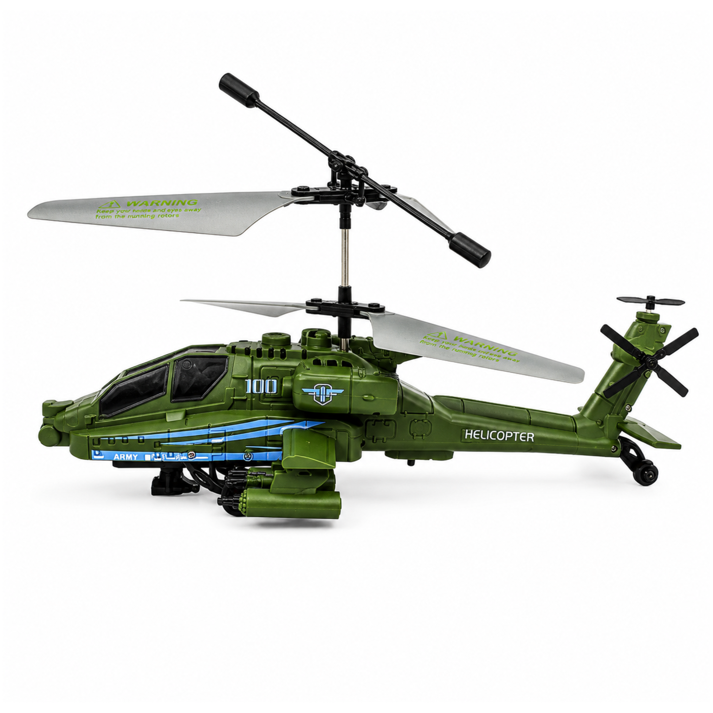 Fully Armed 2.4GHz Remote Control Military Helicopter Gunship with Omni-Directional Flight, Take-Off & Landing, LED Lights & USB Charging – Military Green