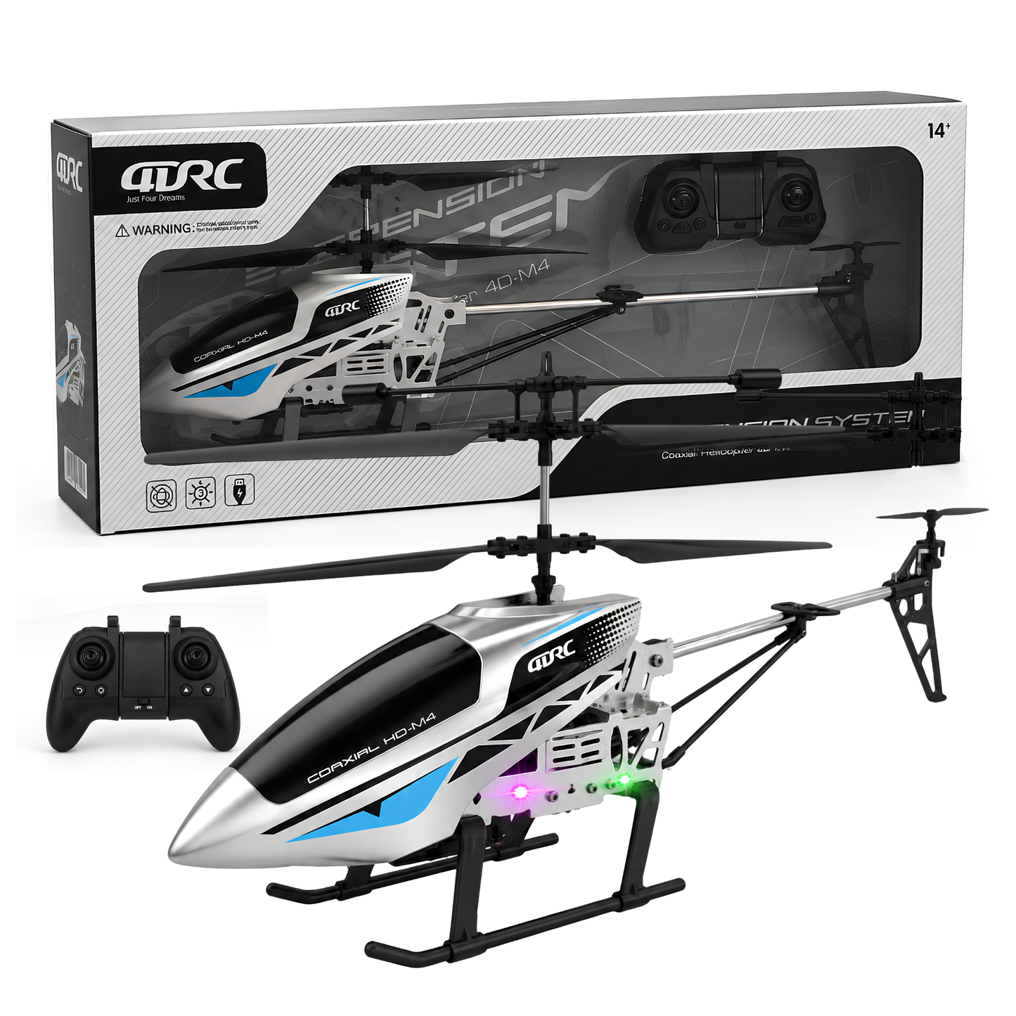 JJRC 4D-M4 Coaxial Remote Control Helicopter, Rechargeable RC Flying Helicopter Toy with Remote Controller, Suspension System & Stable Flight Design for Kids, Beginners & RC Hobby Enthusiasts, 14+ Years