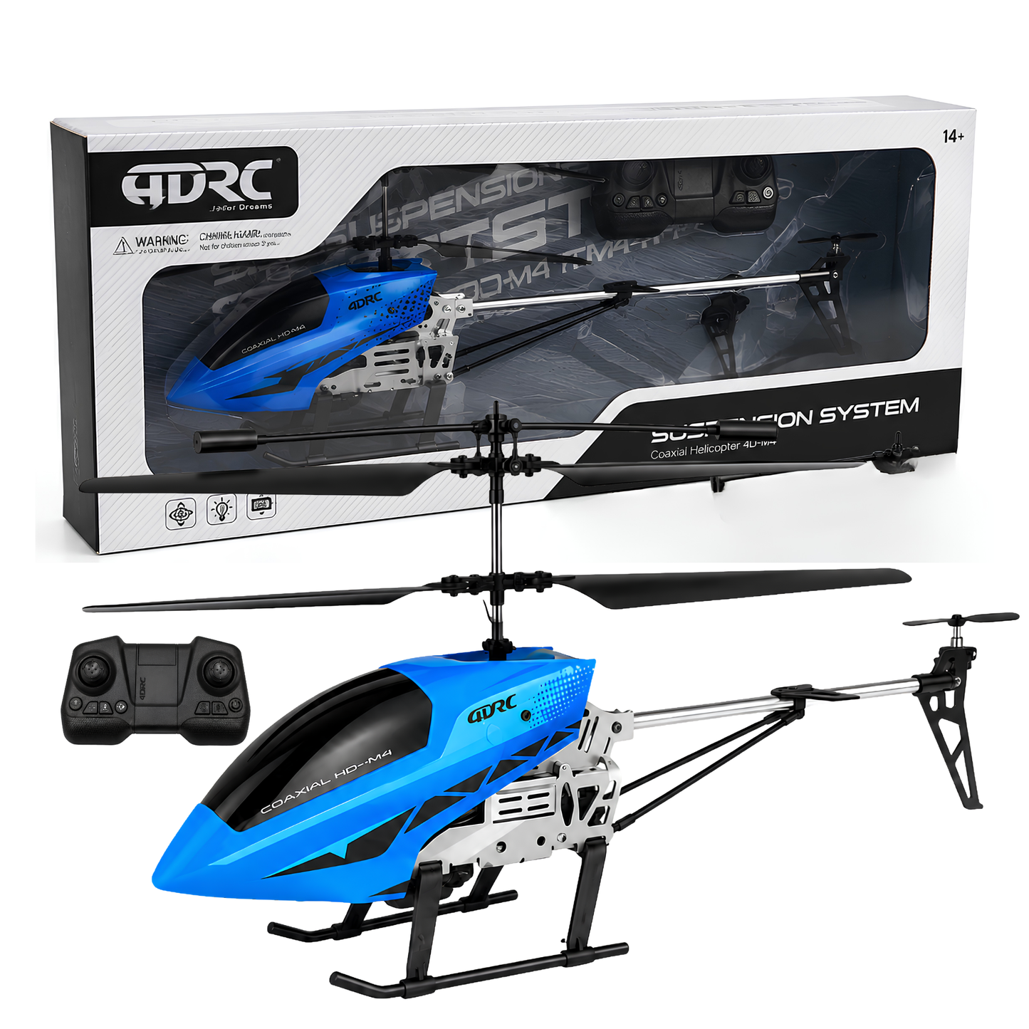 JJRC 4D-M4 Coaxial Remote Control Helicopter, Rechargeable RC Flying Helicopter Toy with Remote Controller, Suspension System & Stable Flight Design for Kids, Beginners & RC Hobby Enthusiasts, 14+ Years