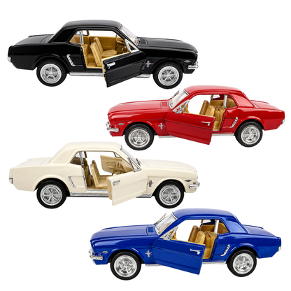 Kinsmart 1:36 Scale 1964 Ford Mustang Die-Cast Metal Model Car with Pull-Back Action, Openable Doors, Detailed Interior, Realistic Classic Design & Collectible Toy Car for Kids & Adults – Multiple Colour Options